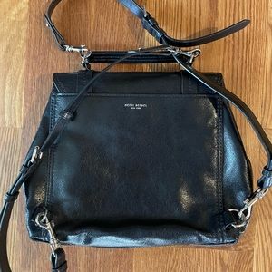 Henri Bendel black patent leather backpack